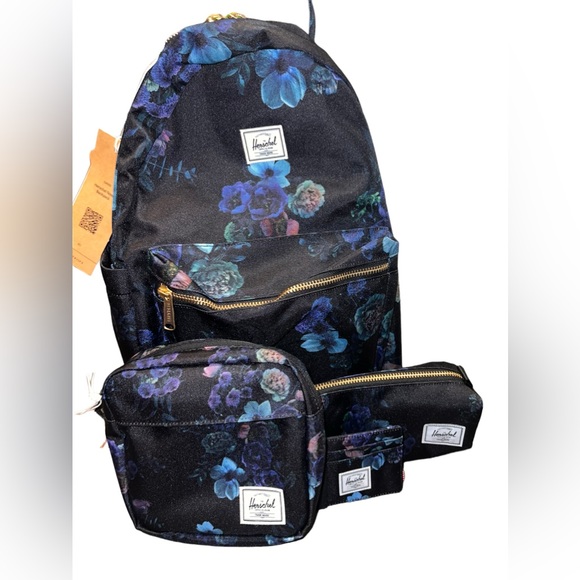New Herschel blue floral backpack bundle !! - Picture 1 of 8